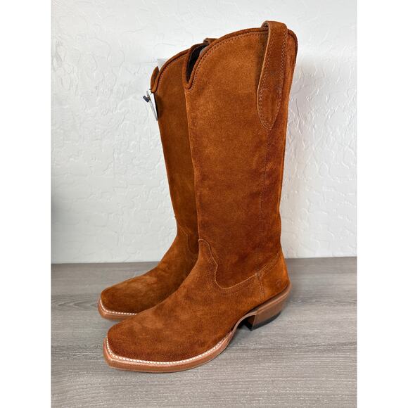 Ariat Memphis Womens 9B Tall 13” Suede Western Boots Square Toe - Penny Roughout - Picture 1 of 9